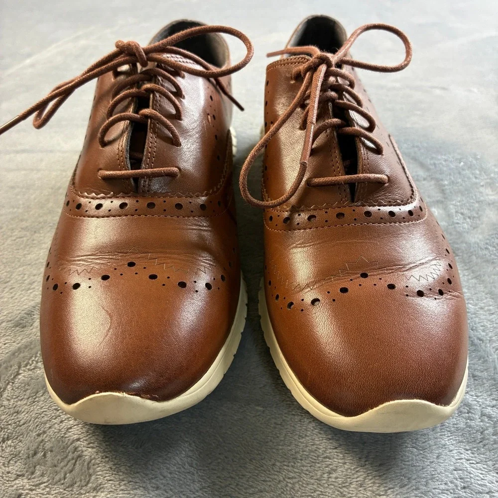 Cole Haan‎ Zerogrand Wingtip Oxford British Tan Leather Shoes W14476 Womens 9B